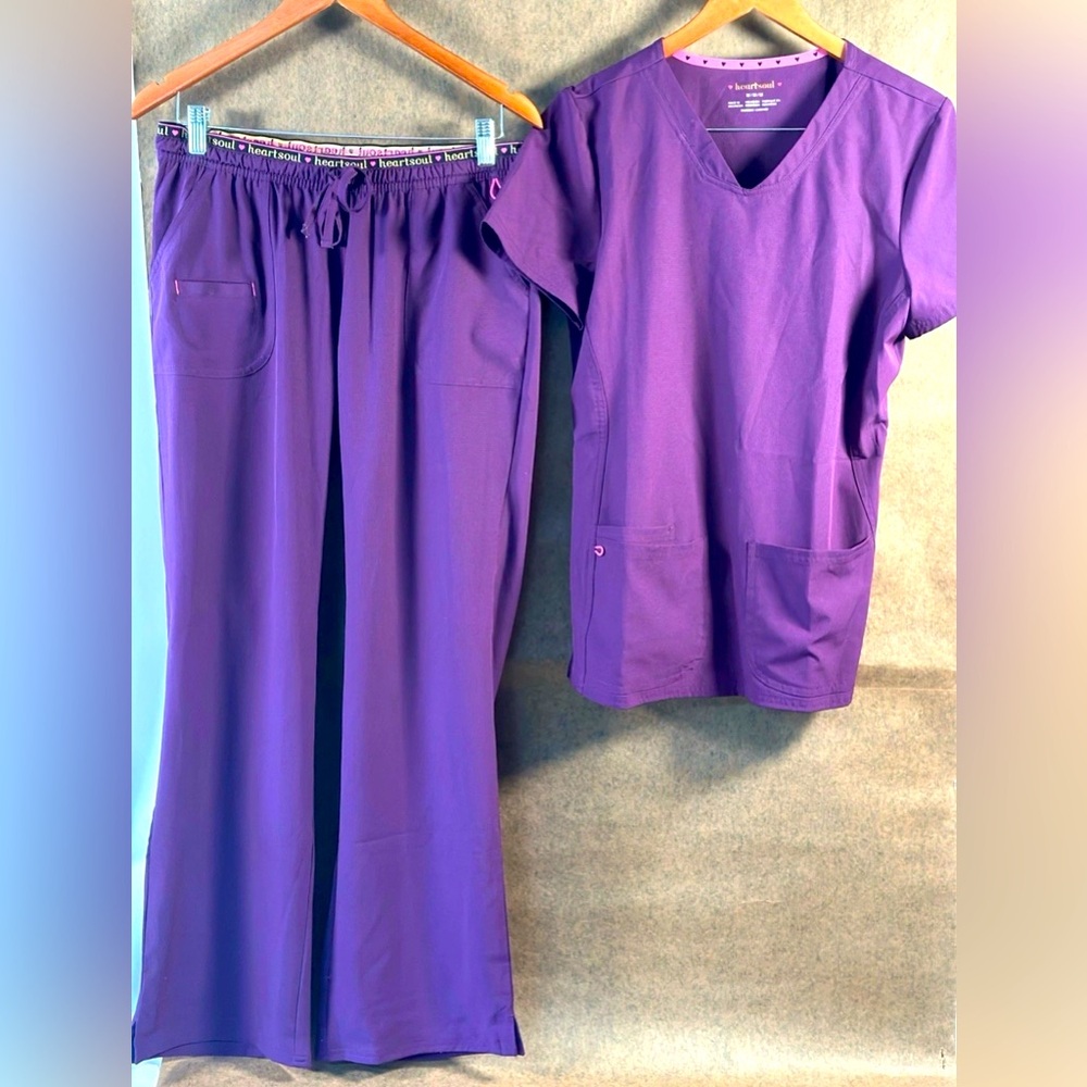 NEW HEART SOUL PURPLE SCRUB SET